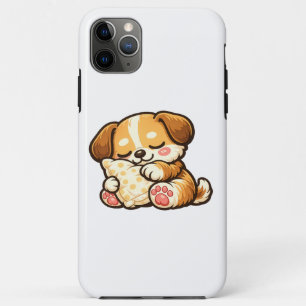Capa Para iPhone 11 Pro Max Lindo Cachorro Sonolento com Travesseiro