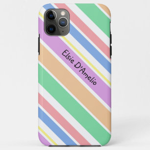 Capa Para iPhone 11 Pro Max Listra Diagonal Colorida Personalizada Feminina