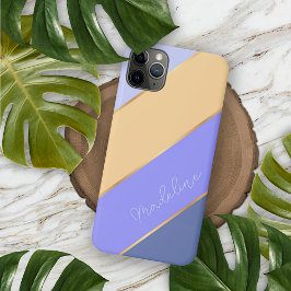 Capa Para iPhone 11 Pro Max Listras Amarelas Pastel Azul Violeta Roxo Personal