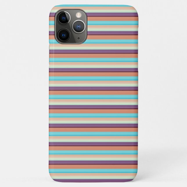Capa Para iPhone 11 Pro Max Listras azuis marrons fofas  (Verso)