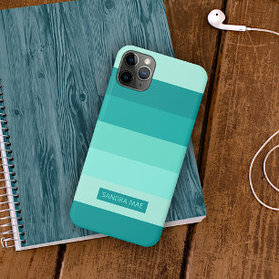 Capa Para iPhone 11 Pro Max Listras Azul Turquesa Verde Personalizadas