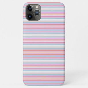 Capa Para iPhone 11 Pro Max Listras cor-de-rosa brancas fofas