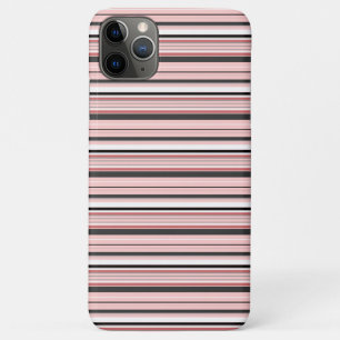 Capa Para iPhone 11 Pro Max Listras cor-de-rosa cinza fofas
