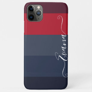 Capa Para iPhone 11 Pro Max Listras de Azul Marinho e Azul Bloco de Cor Person