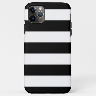 Capa Para iPhone 11 Pro Max Listras preto e branco horizontais