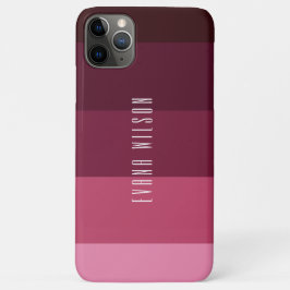 Capa Para iPhone 11 Pro Max Listras Rosa e Marrom ColorBlock Nome Personalizad