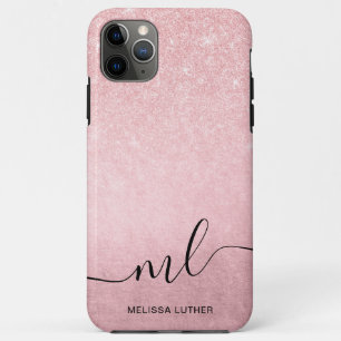 Capa Para iPhone 11 Pro Max Luminosa rosa-rosa-rosa com gradiente cinza elegan