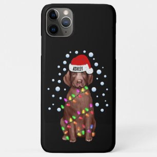 Capa Para iPhone 11 Pro Max Luz de Natal com o clima de cachorro Labrador Retr