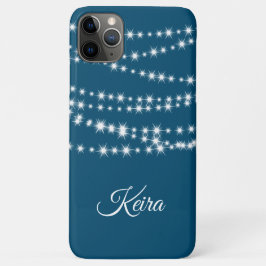 Capa Para iPhone 11 Pro Max Luzes de string personalizadas em azul