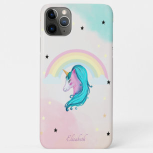 Capa Para iPhone 11 Pro Max Magnética Watercolor Unicorn, arco-íris, estrelas