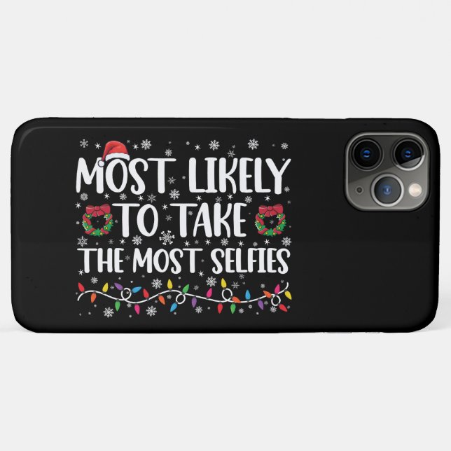 Capa Para iPhone 11 Pro Max Mais Propenso a Tirar Mais Selfies de Natal  (Verso (horizontal))