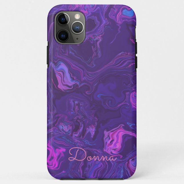 Capa Para iPhone 11 Pro Max Maleta Abstrato de Marble Roxo Moderno iPhone / iP (Verso)