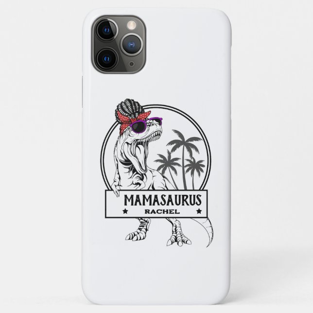 Capa Para iPhone 11 Pro Max Mamasaurus Mãe T rex Dino Engraçado Nome Personali (Verso)