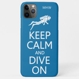 Capa Para iPhone 11 Pro Max Mantenha a Calma & Mergulhe Em casos com monograma