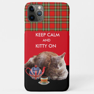 CAPA PARA iPhone 11 PRO MAX MANTENHA CALMA E GATINHO NA FESTA DE GATO RED TART