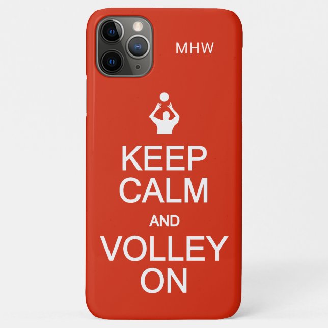 Capa Para iPhone 11 Pro Max Manter Calmo e Volley em monograma e cor personali (Verso)