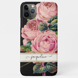 Capa Para iPhone 11 Pro Max Manuscrito De Script De Nome De Rosa De Nome Preto