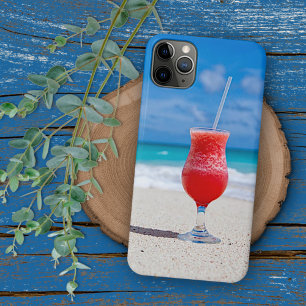 Capa Para iPhone 11 Pro Max Margarita de Morango Vermelho de Verão na Praia Tr