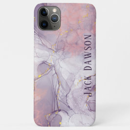 Capa Para iPhone 11 Pro Max Mármore Ágata Roxo e Dourado Personalizado