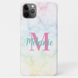 Capa Para iPhone 11 Pro Max Mármore Arco-Íris Abstrato Rosa Azul Amarelo