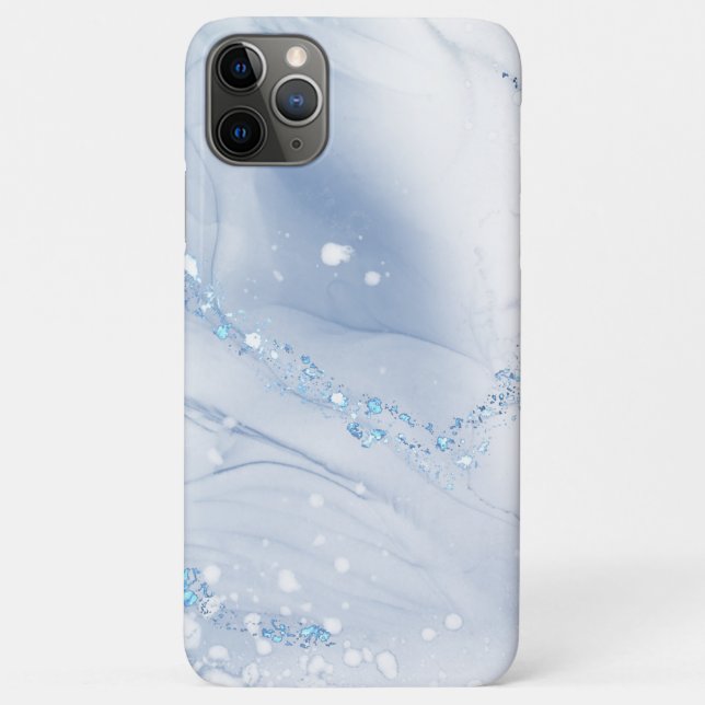 Capa Para iPhone 11 Pro Max Mármore Azul Poeirento Moderno (Verso)