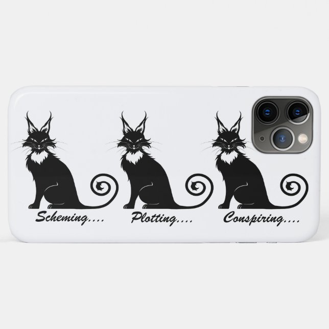 Capa Para iPhone 11 Pro Max Mau Plotting Cat Trio (Verso (horizontal))