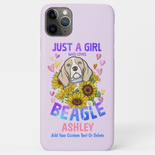 Capa Para iPhone 11 Pro Max Menina Ama Beagle Girassol