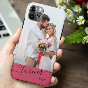 Capa Para iPhone 11 Pro Max Minha Foto de Casamento Romântica Rosa para Sempre