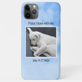 Capa Para iPhone 11 Pro Max Minha paz Eu te dou Bíblia Verso Cachorro Azul