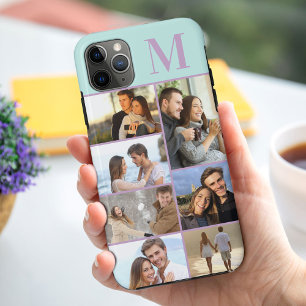 Capa Para iPhone 11 Pro Max Mint Lilac De Colagem De Fotografias Monograma