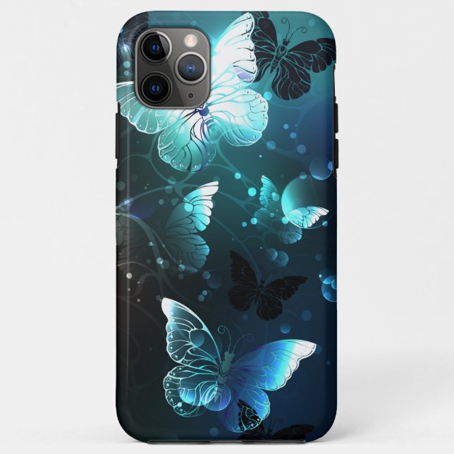 Capa Para iPhone 11 Pro Max Mint Night Butterflies (Verso)