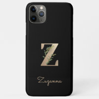 Monograma Botânico Elegante Letra Dourada Z