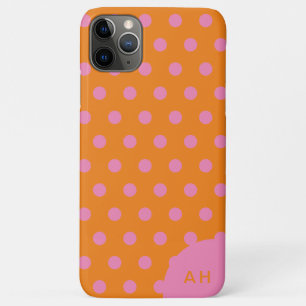 Capa Para iPhone 11 Pro Max Monograma cor-de-rosa bolinhas