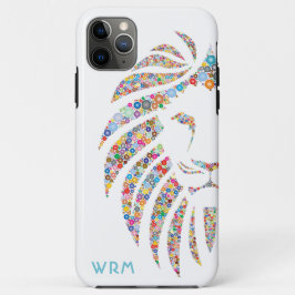 Capa Para iPhone 11 Pro Max Monograma de Arte Lion Colorida