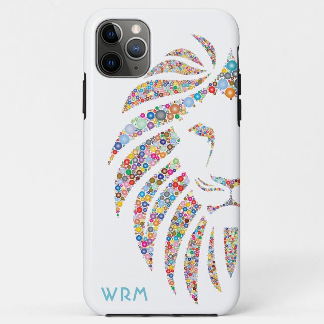 Capa Para iPhone 11 Pro Max Monograma de Arte Lion Colorida (Verso)