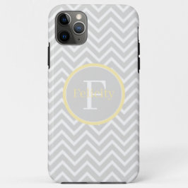 Capa Para iPhone 11 Pro Max Monograma de Chevron Amarelo