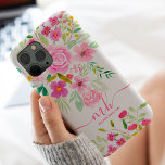 Capa Para iPhone 11 Pro Max Monograma de cor verde-branca-rosa-moderna<br><div class="desc">Monograma de cor verde-branca-rosa-moderna</div>