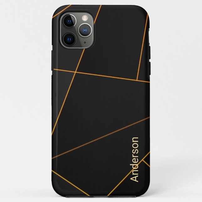 Capa Para iPhone 11 Pro Max Monograma de Linha Retro Moderno Elegante (Verso)