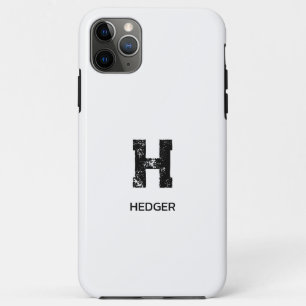 CAPA PARA iPhone 11 PRO MAX MONOGRAMA DE UMA LETRA PRETO MINIMALISTA NOME BRAN