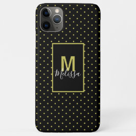 Capa Para iPhone 11 Pro Max Monograma do padrão do círculo do Ouro preto moder
