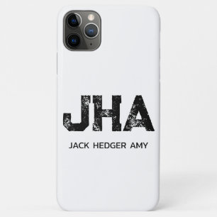 CAPA PARA iPhone 11 PRO MAX MONOGRAMA MINIMALISTA PRETO DE TRÊS LETRAS NOME BR