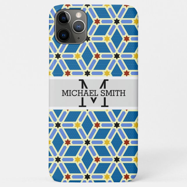 Capa Para iPhone 11 Pro Max Monograma Moderno do Mosaico #3 (Verso)