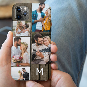 Capa Para iPhone 11 Pro Max Monograma Olhar Madeira Escura 5 Fotos