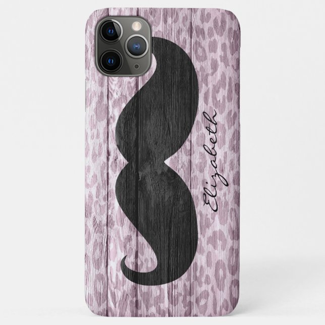 Capa Para iPhone 11 Pro Max Monograma personalizado de bigode engraçado (Verso)