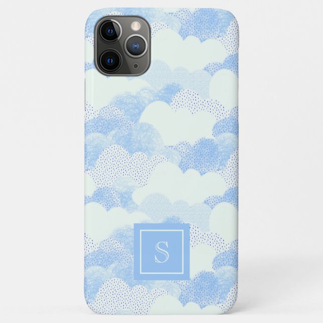 Capa Para iPhone 11 Pro Max Monograma Personalizado de Nuvens de Chuva Cuta (Verso)