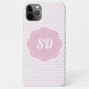 Capa Para iPhone 11 Pro Max Monograma Personalizado em Mel Rosa Claro