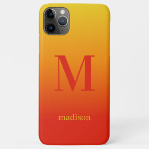 Capa Para iPhone 11 Pro Max Monograma personalizado & nome Amarelo a Vermelho 