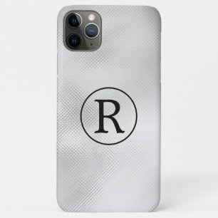 Capa Para iPhone 11 Pro Max Monograma Preto em Círculo DIY, Vidro Cinza