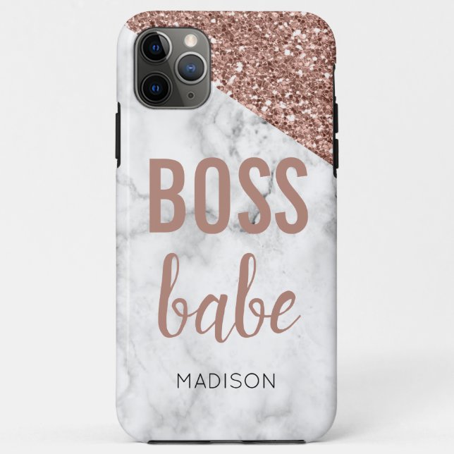 Capa Para iPhone 11 Pro Max Monograma Rosa Dourado Brilho | Mármore  Chefa Lin (Verso)