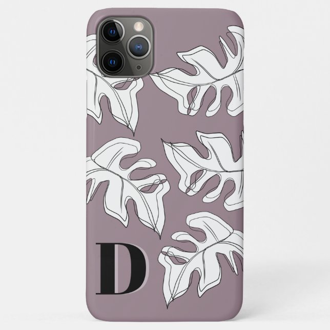 Capa Para iPhone 11 Pro Max Monstera Preto Branco Botânico Casamento (Verso)